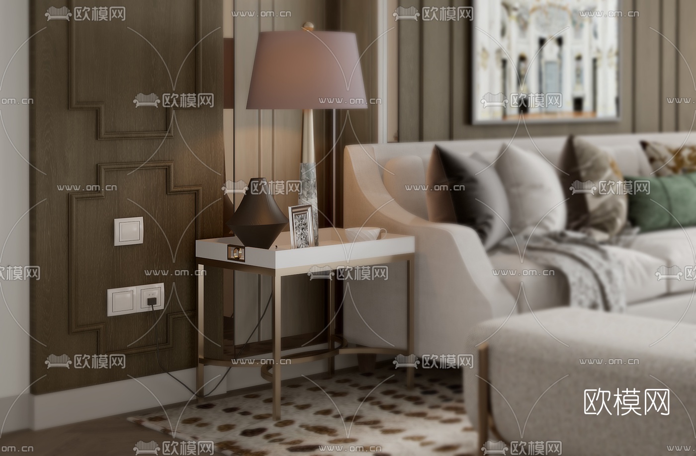 中合深美 现代客厅3D模型下载（渲染图3）