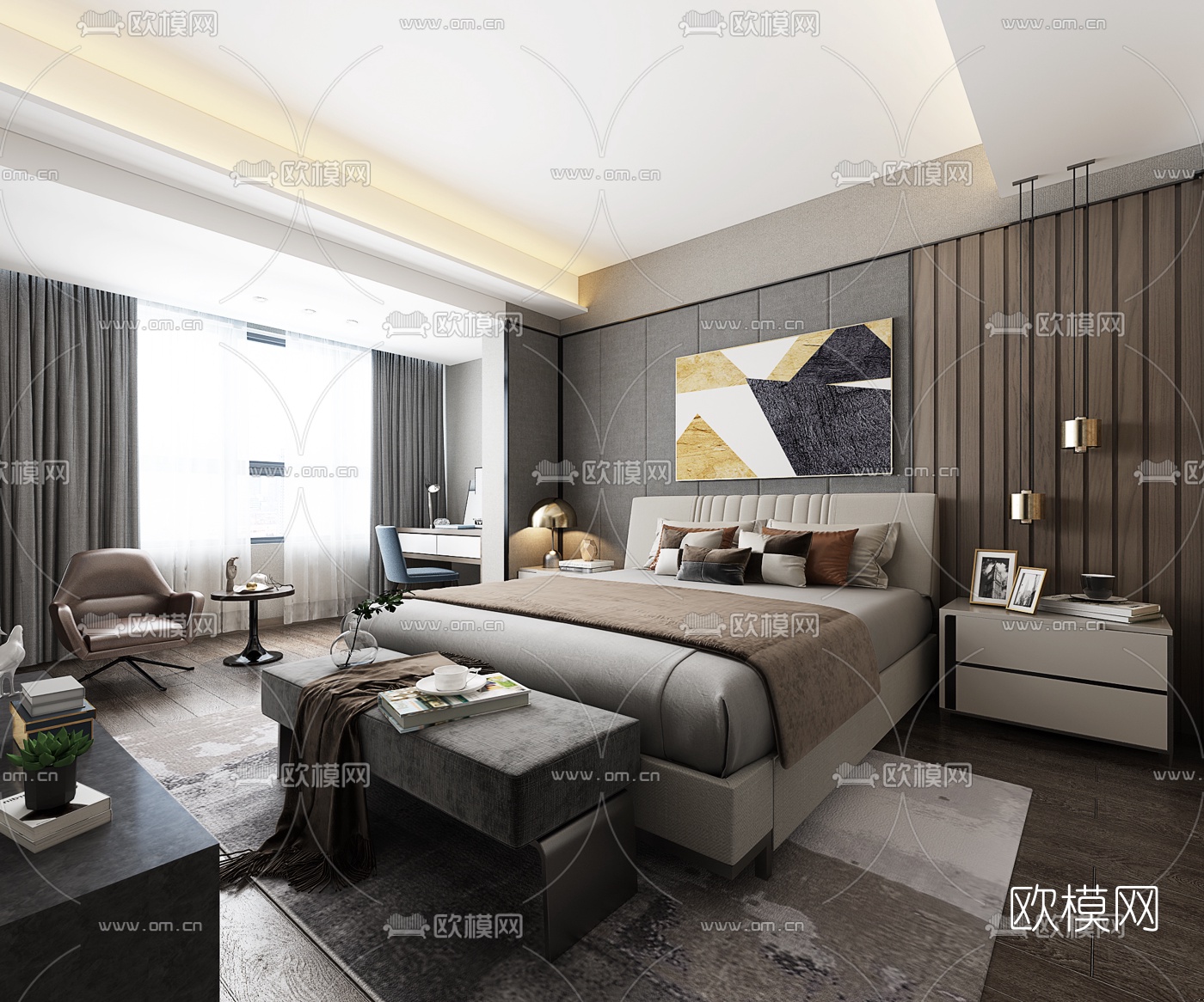 后现代卧室3d模型