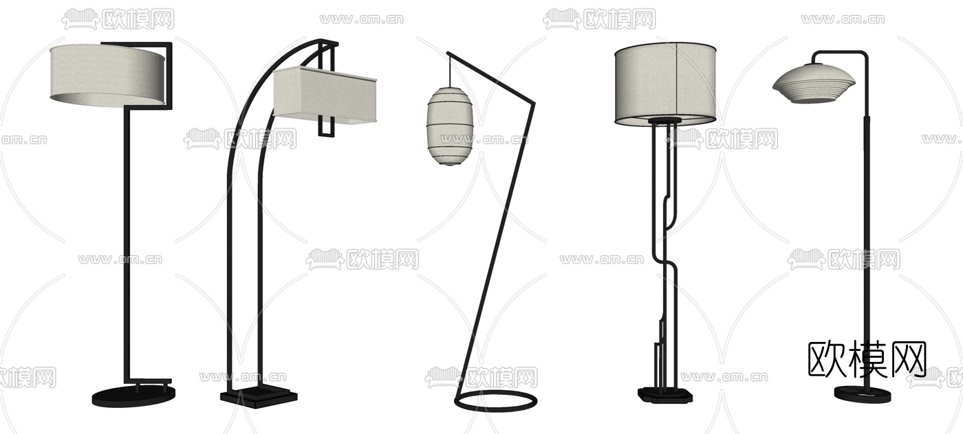 新中式落地灯组合su模型下载