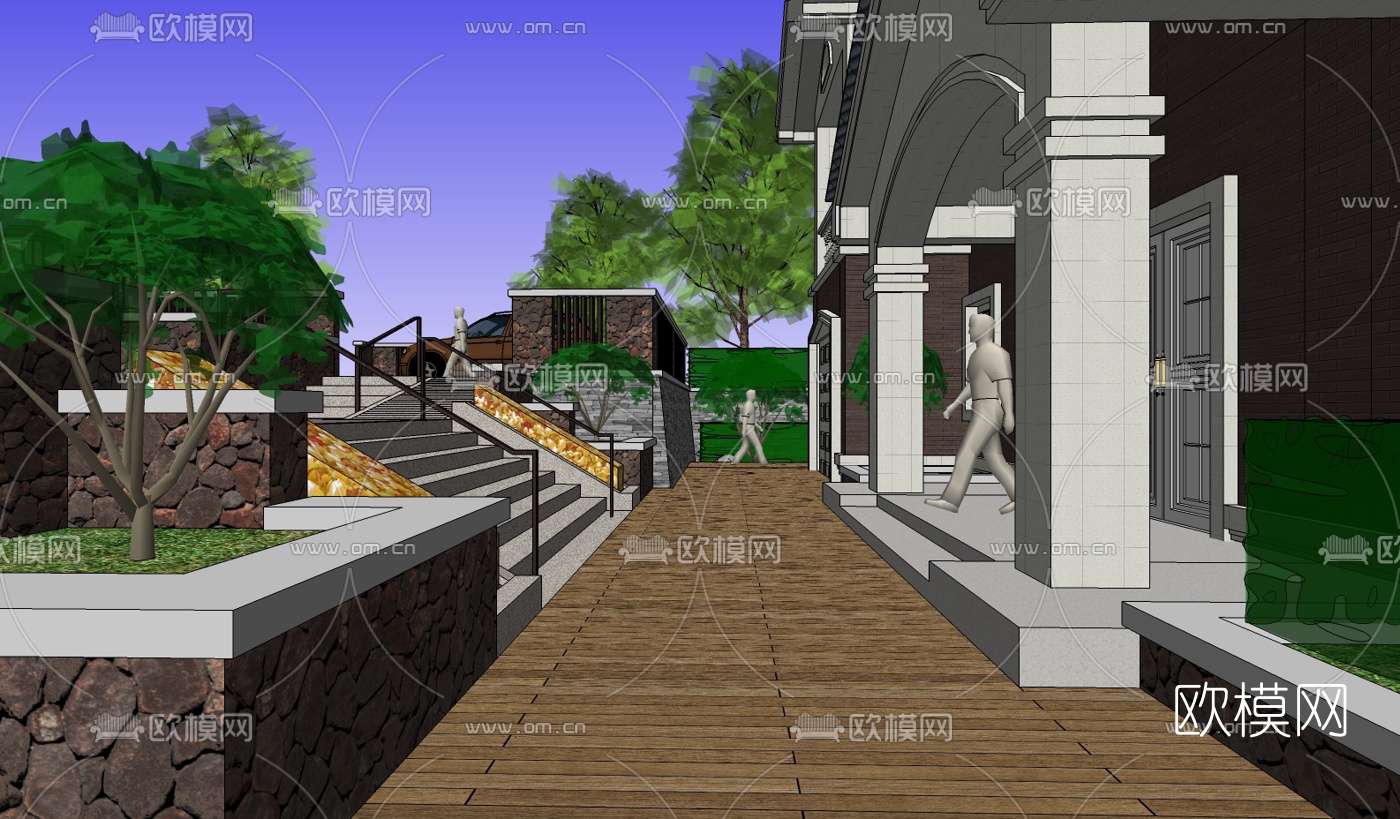 简欧别墅su模型下载（渲染图2）