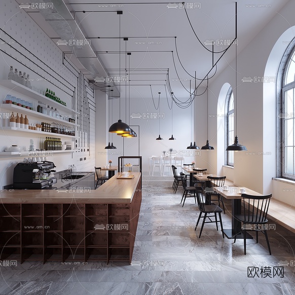 工业风咖啡店3d模型下载(渲染图3)