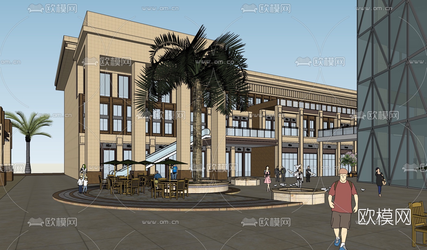 新古典商住综合楼su模型下载（渲染图3）