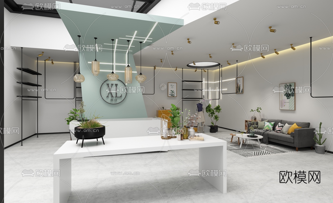 现代服装店3d模型下载（渲染图2）