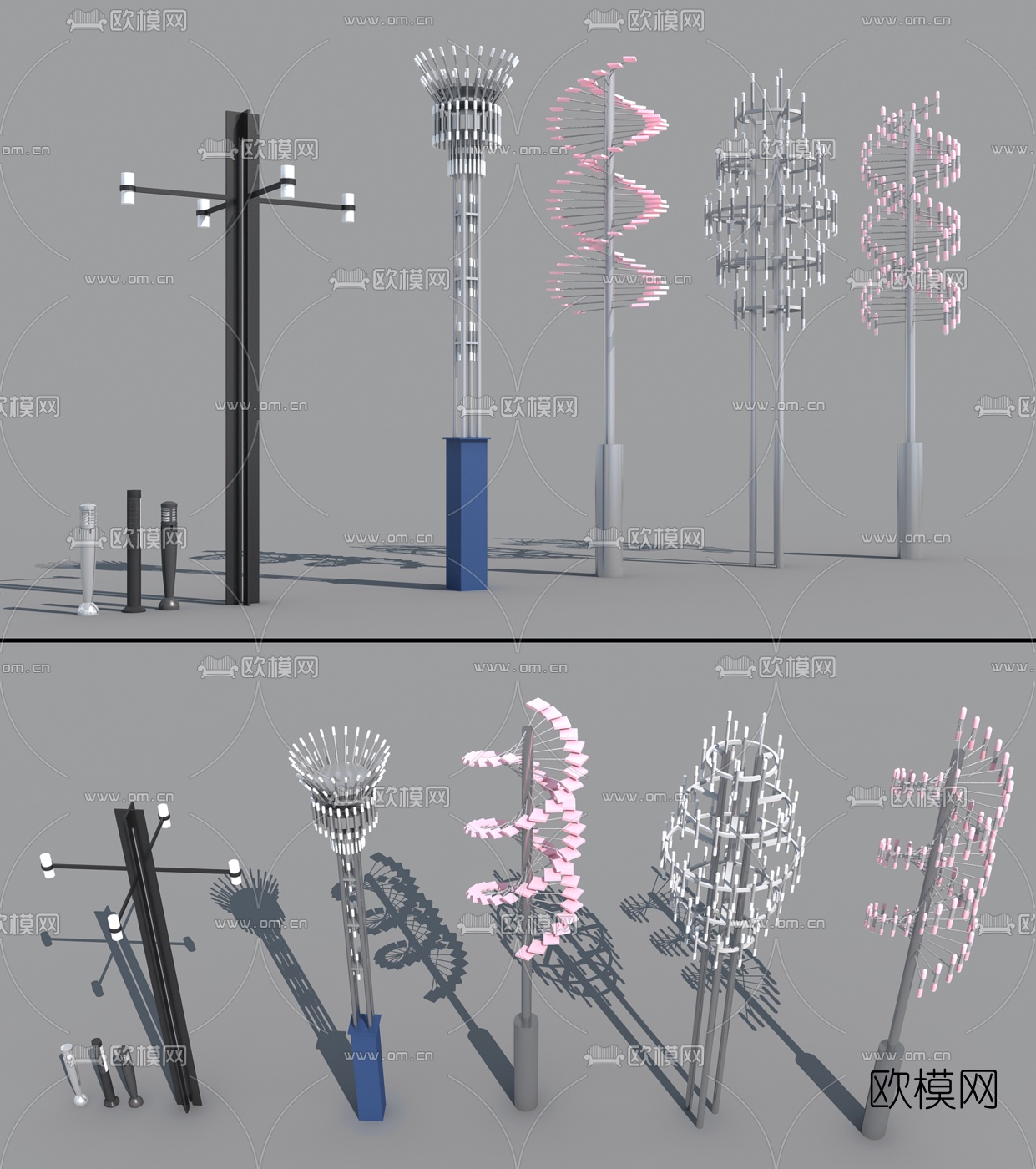 现代景观灯路灯3d模型下载