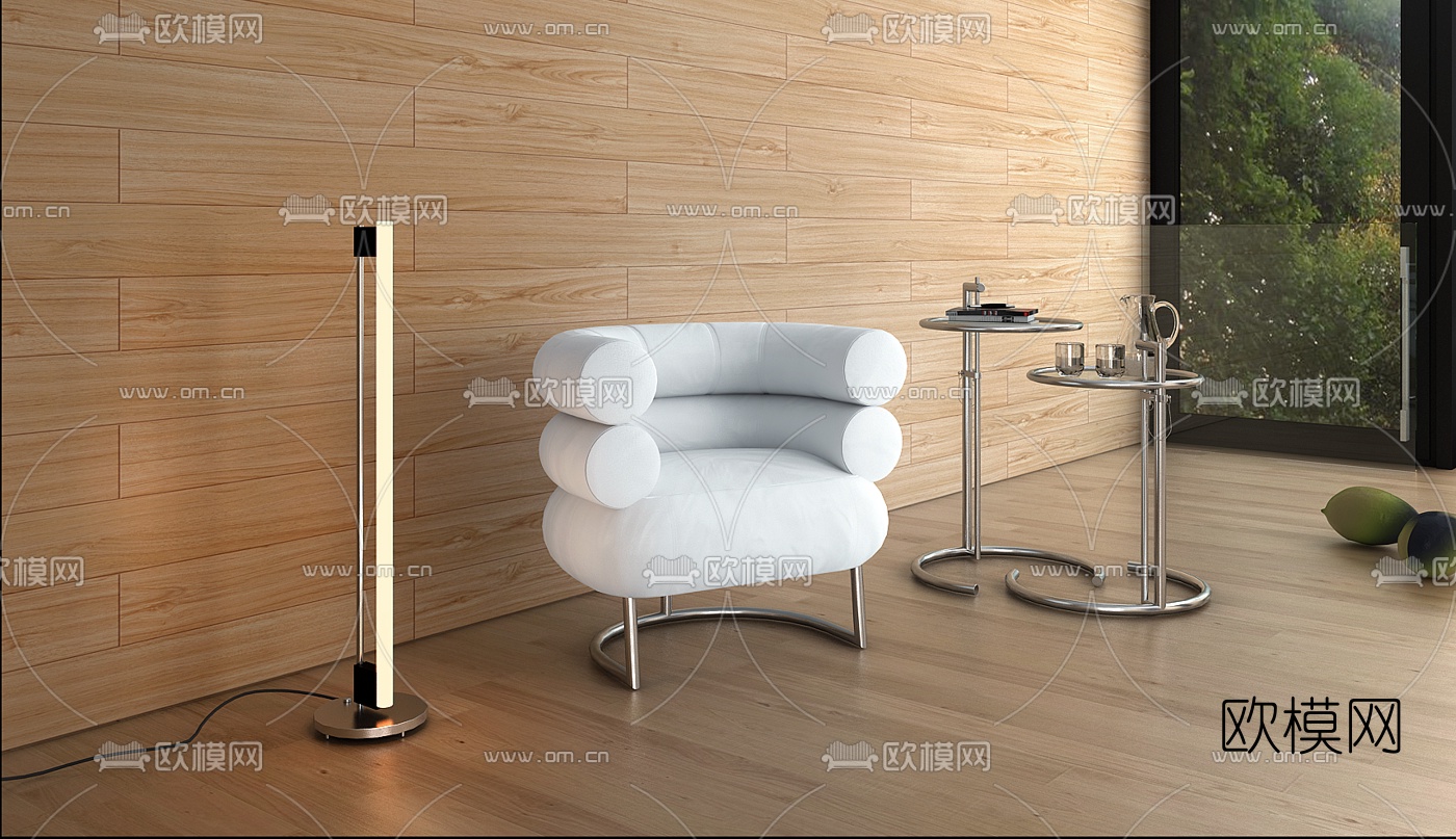 德国ClassiCon品牌 现代皮革沙发椅3d模型下载（渲染图1）