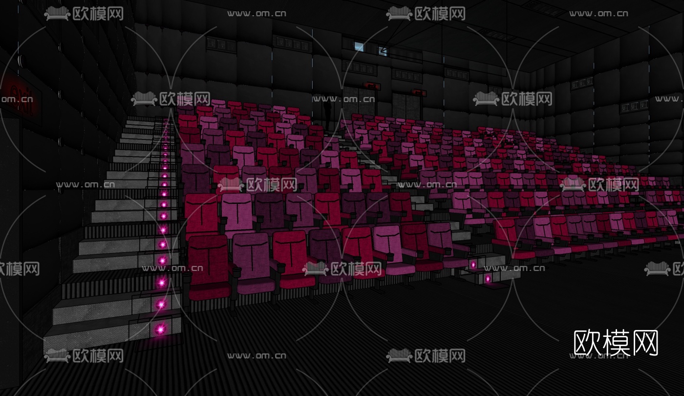 现代电影院放映室su模型下载（渲染图3）