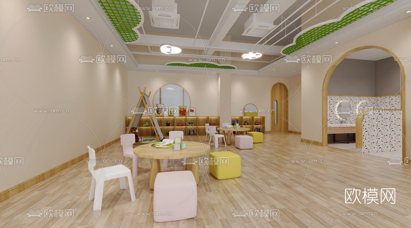 现代幼儿园活动教室免费3d模型下载（渲染图1）