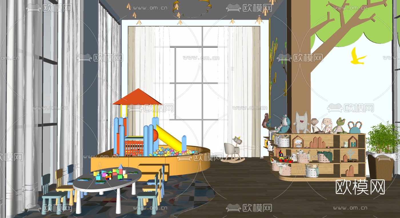 现代儿童游乐区su模型下载