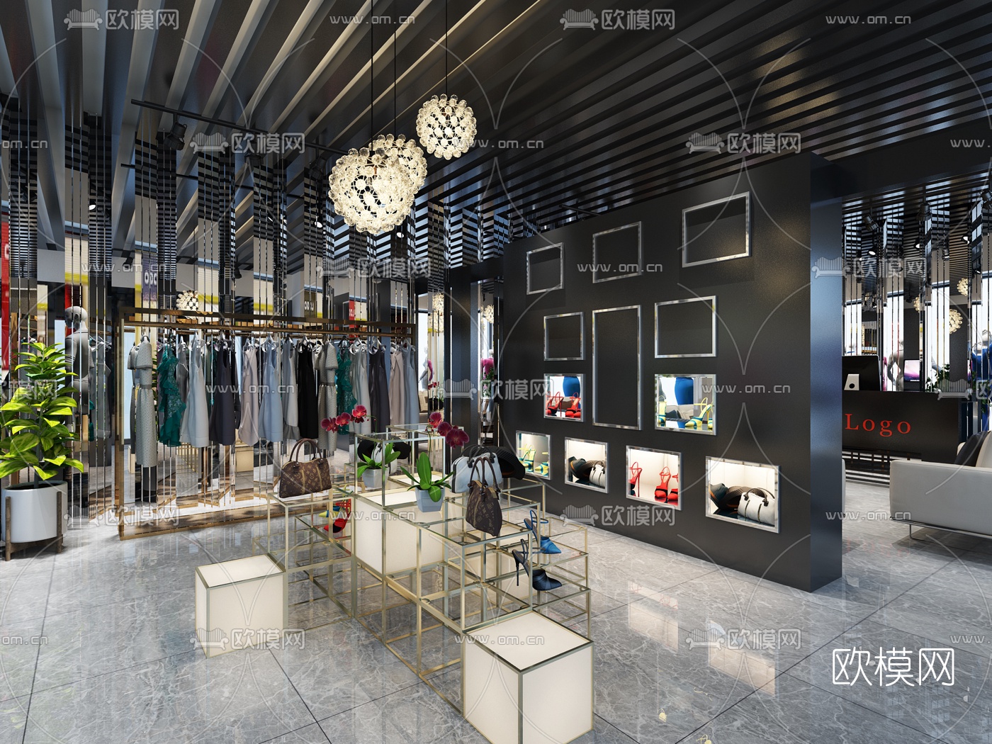 现代服装店免费3d模型-免费3dmax模型库-欧模网