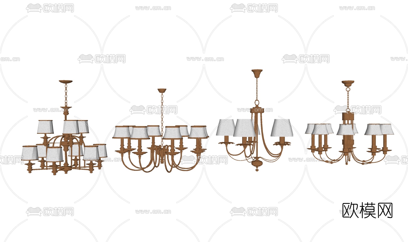 美式吊灯组合su模型下载（渲染图2）