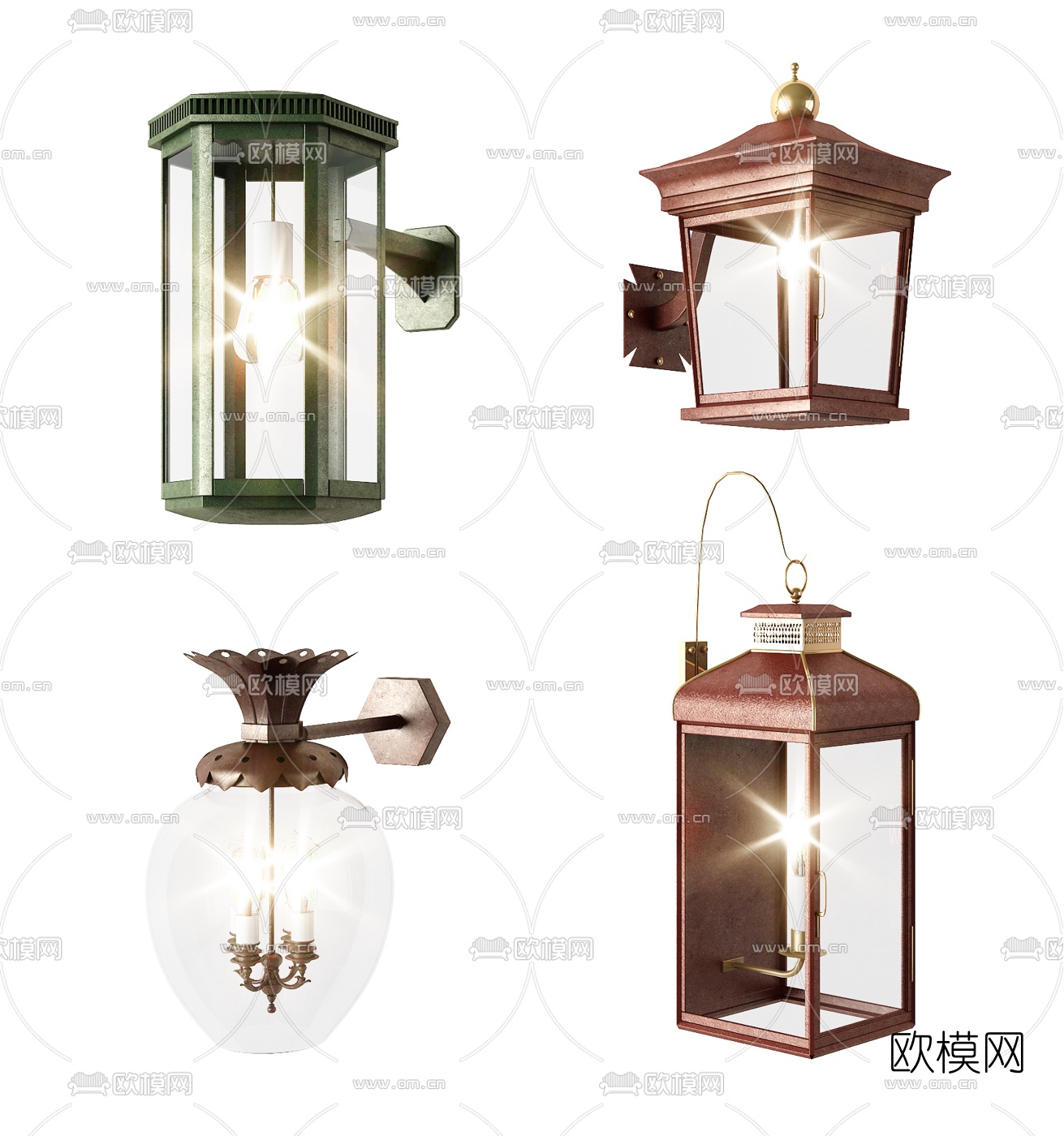 新古典壁灯组合3D模型下载