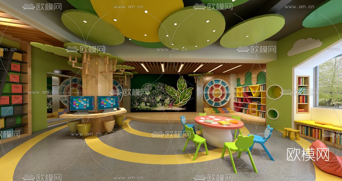 现代儿童乐园全景3d模型
