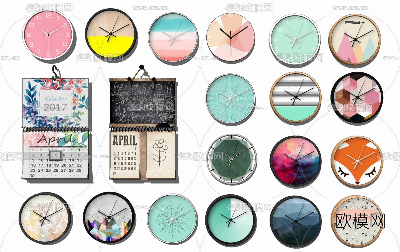 北欧时钟挂钟su模型下载