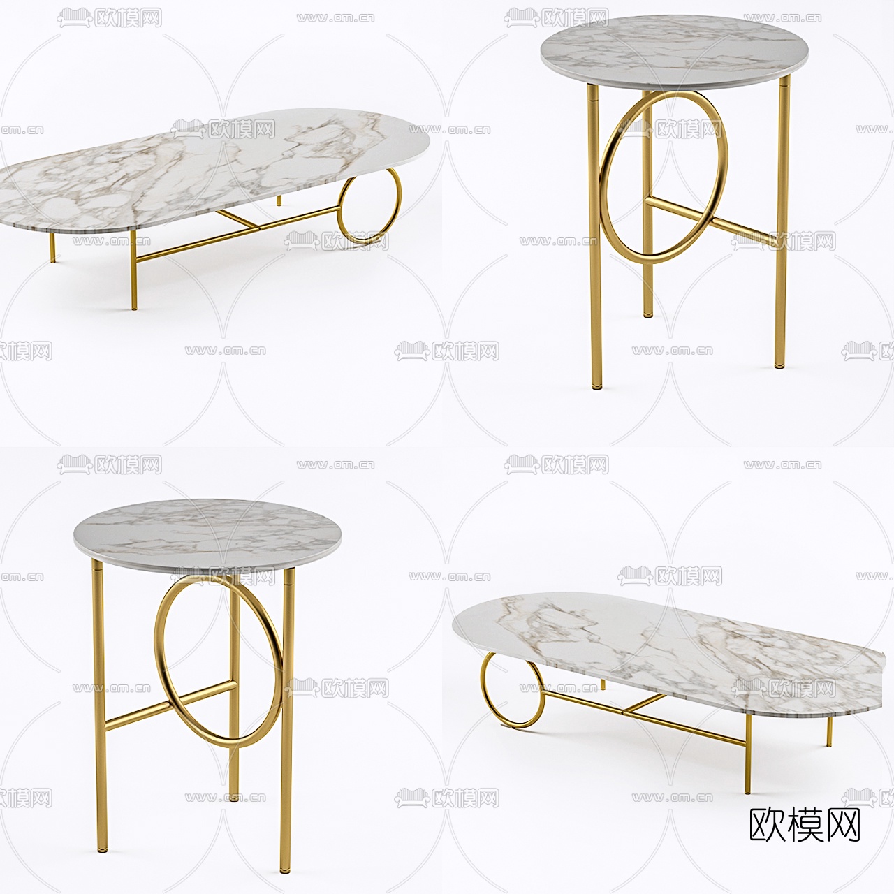 现代轻奢茶几圆几3d模型