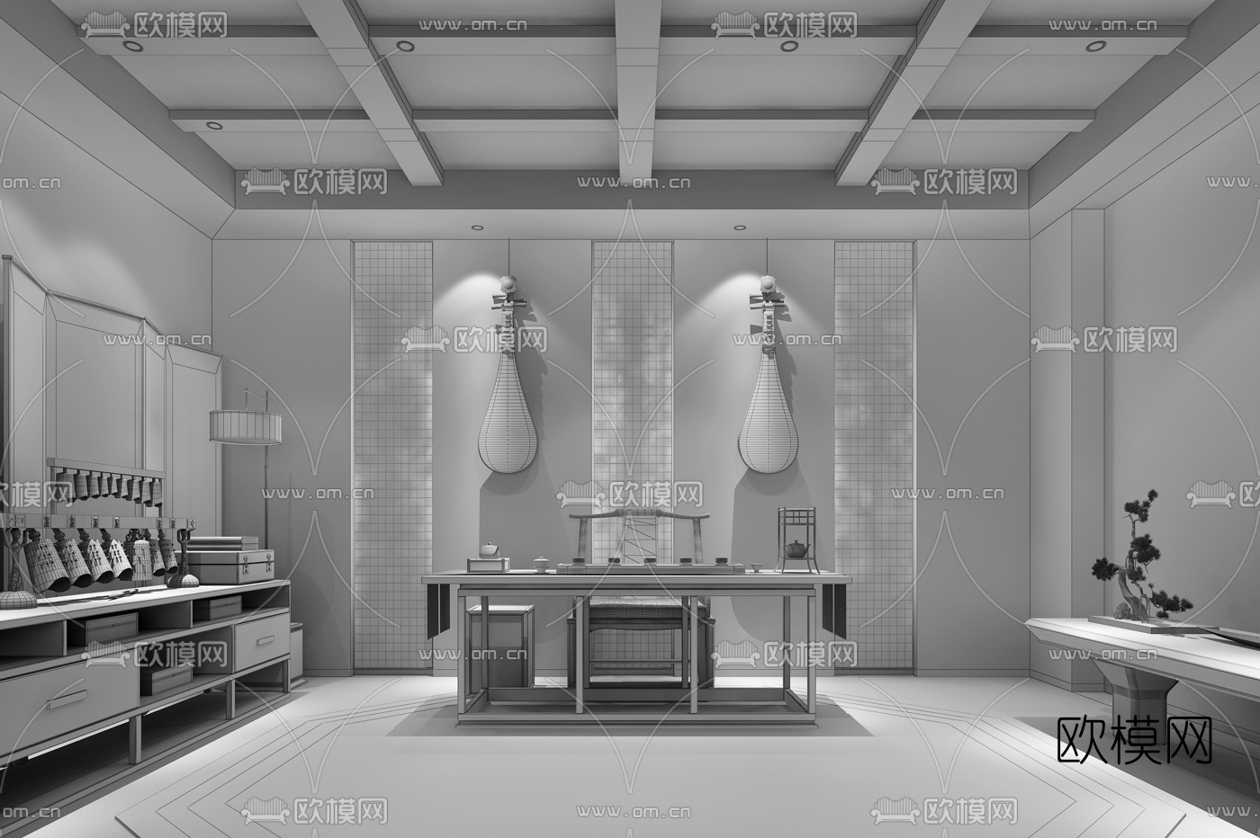 HMD设计 新中式茶室3d模型
