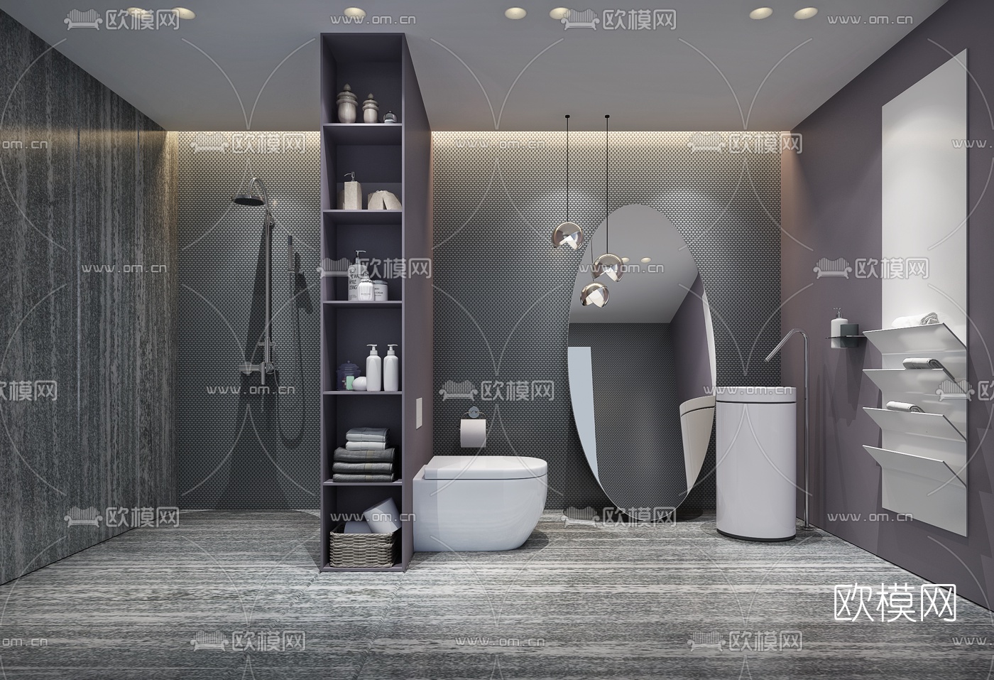 现代浴室卫生间3D模型下载_ID10596318_3dmax免费模型-欧模网