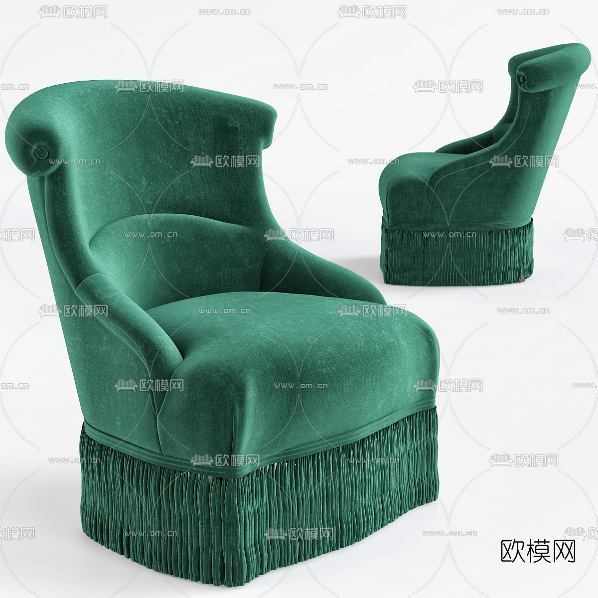 欧式布艺单人沙发3D模型