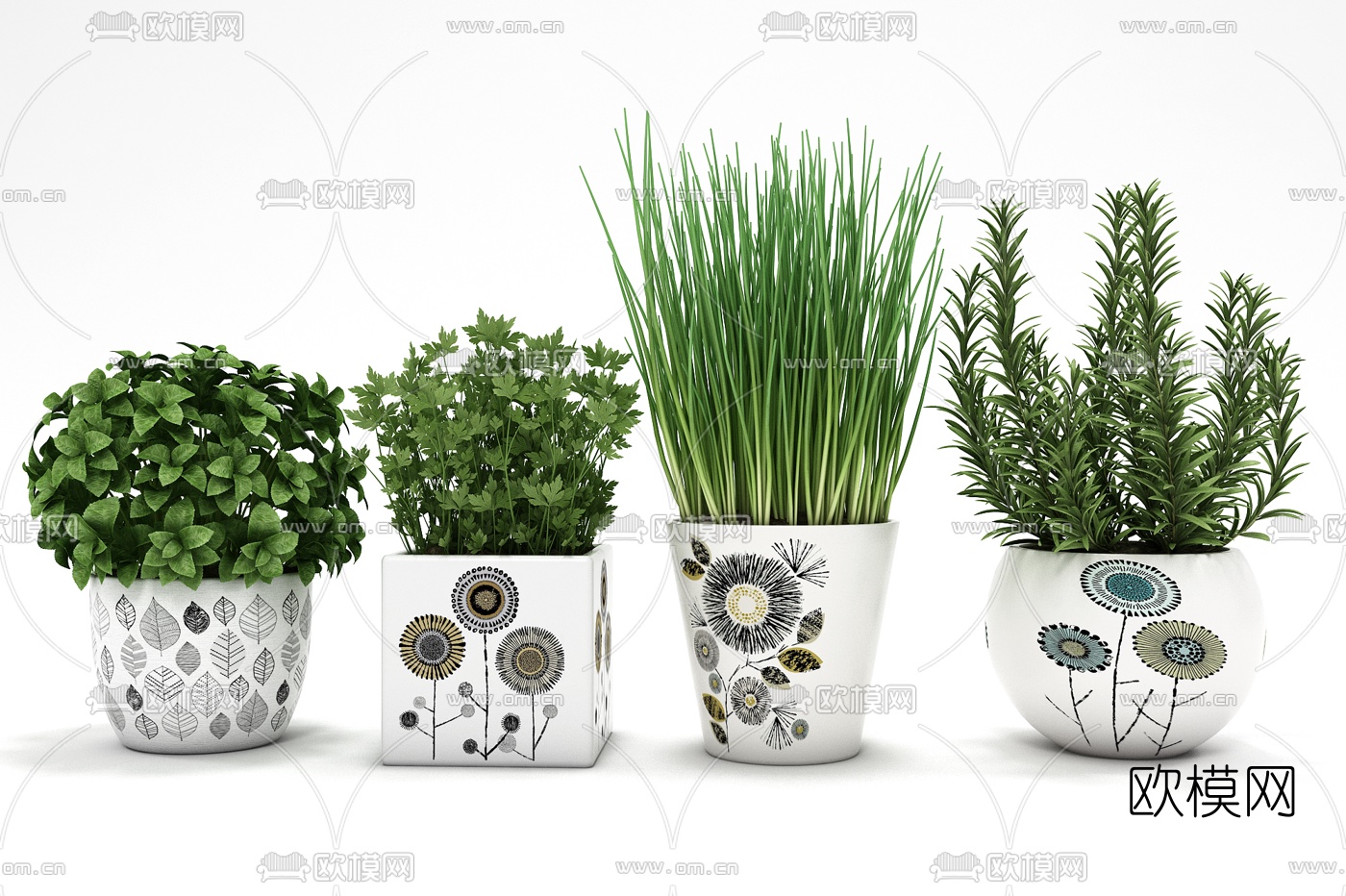 现代绿植盆栽3d模型