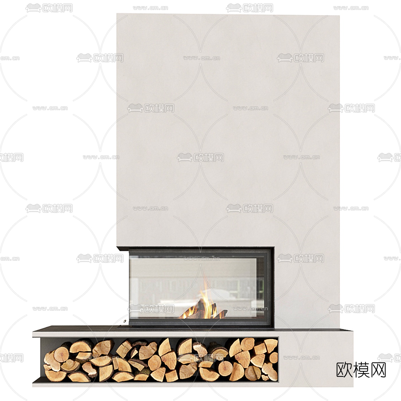 现代壁炉3d模型下载（渲染图2）