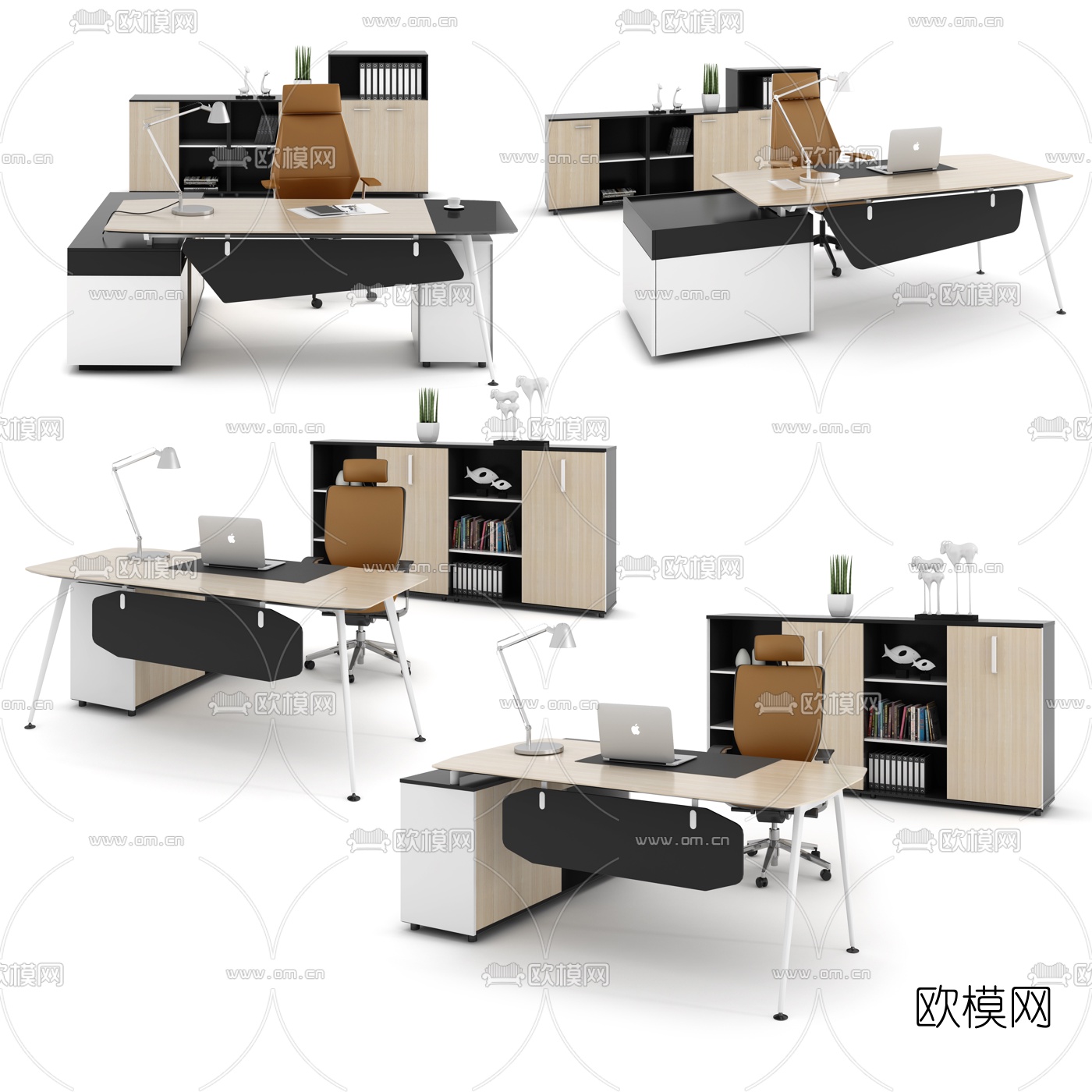 现代办公桌椅组合3d模型