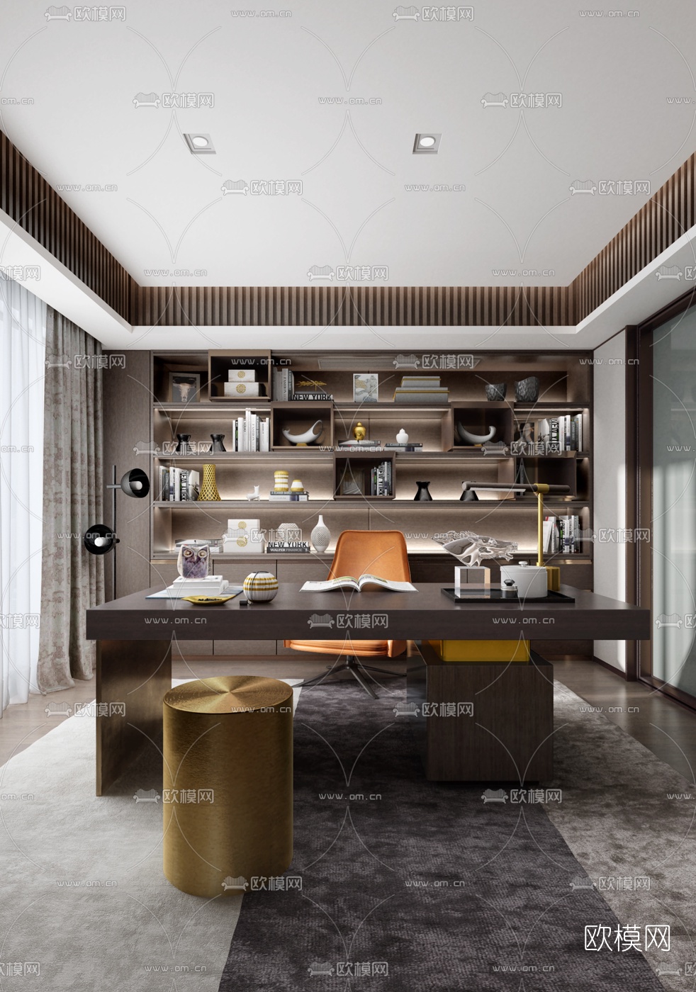 CCD新作 现代书房3d模型下载（渲染图1）
