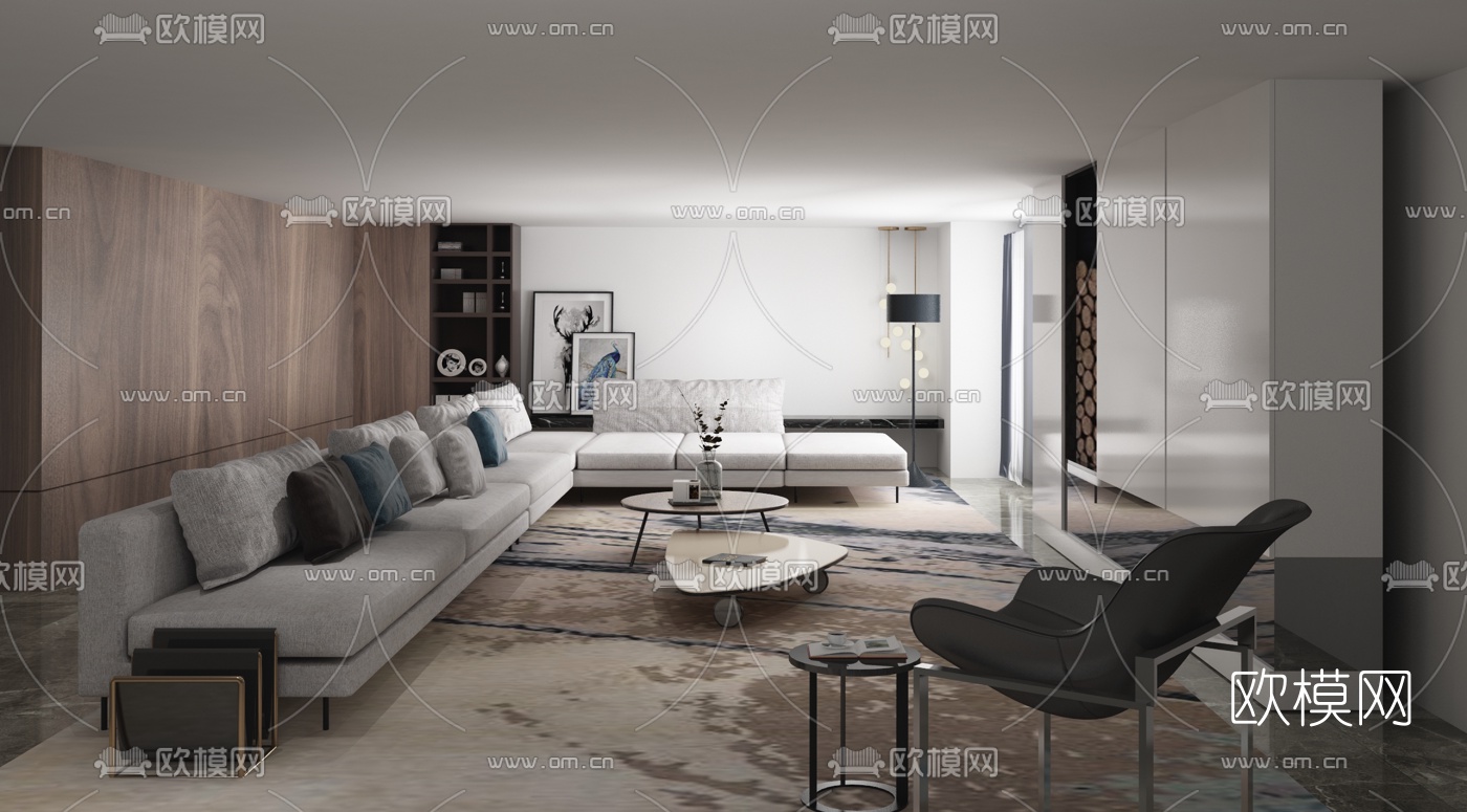 李益中设计 现代客厅3d模型