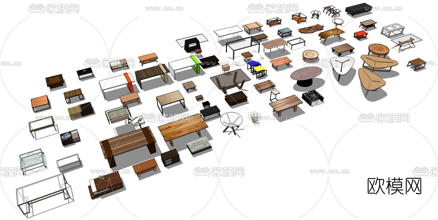 现代茶几组合su模型下载（渲染图3）