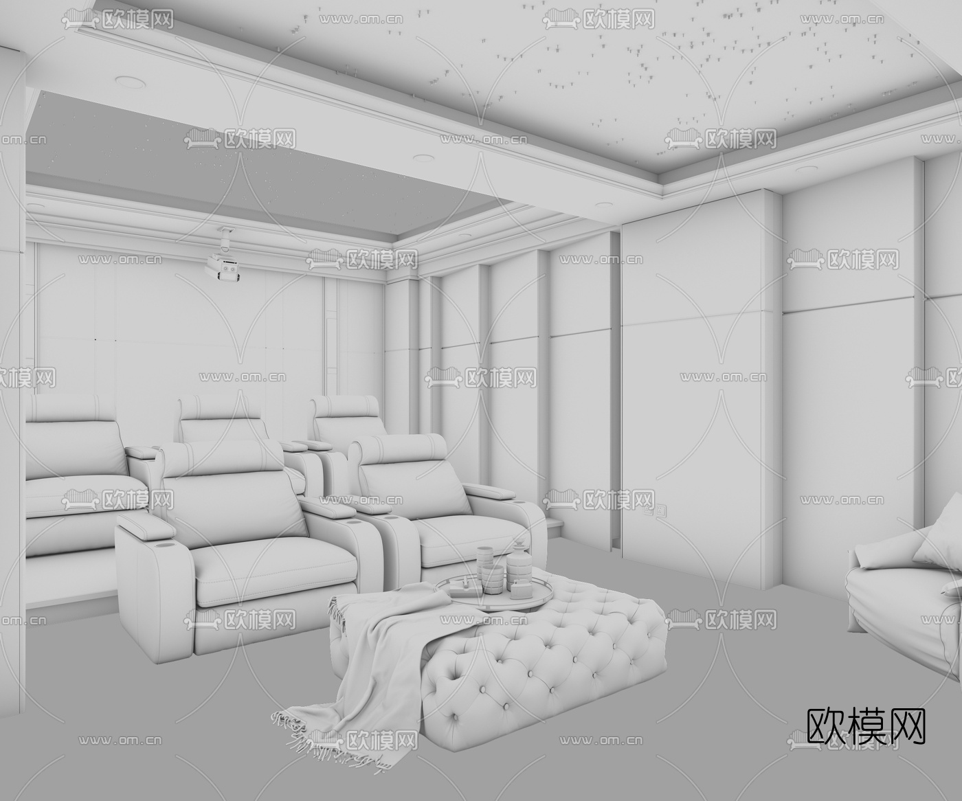 现代别墅影音室3d模型