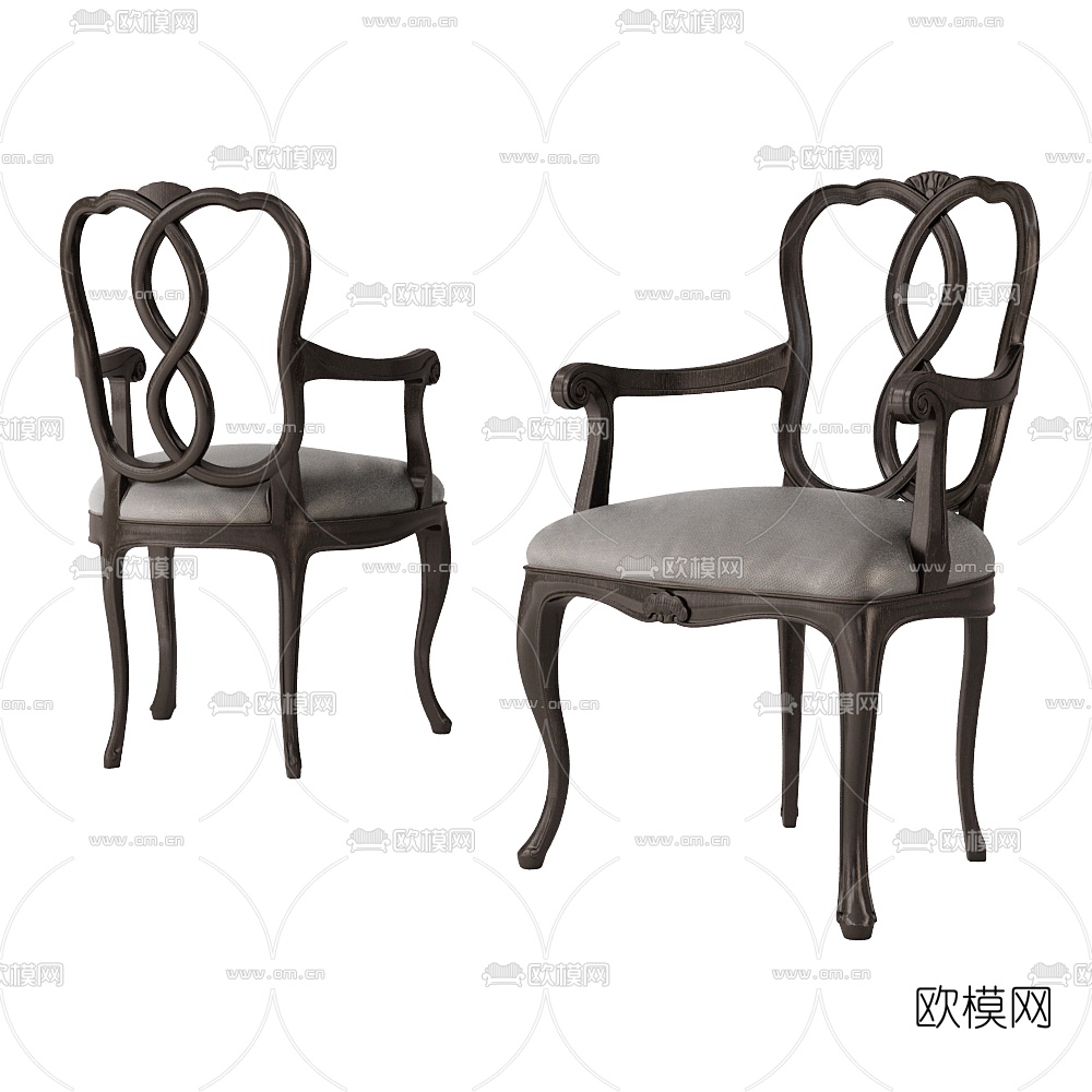 美式单椅餐椅3d模型