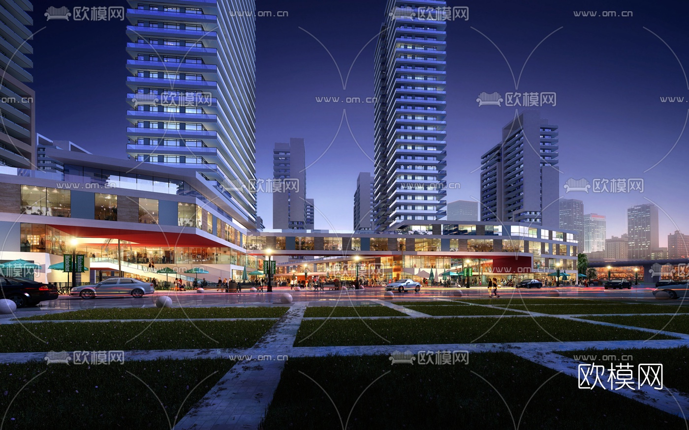 现代商业综合体建筑外观3d模型下载