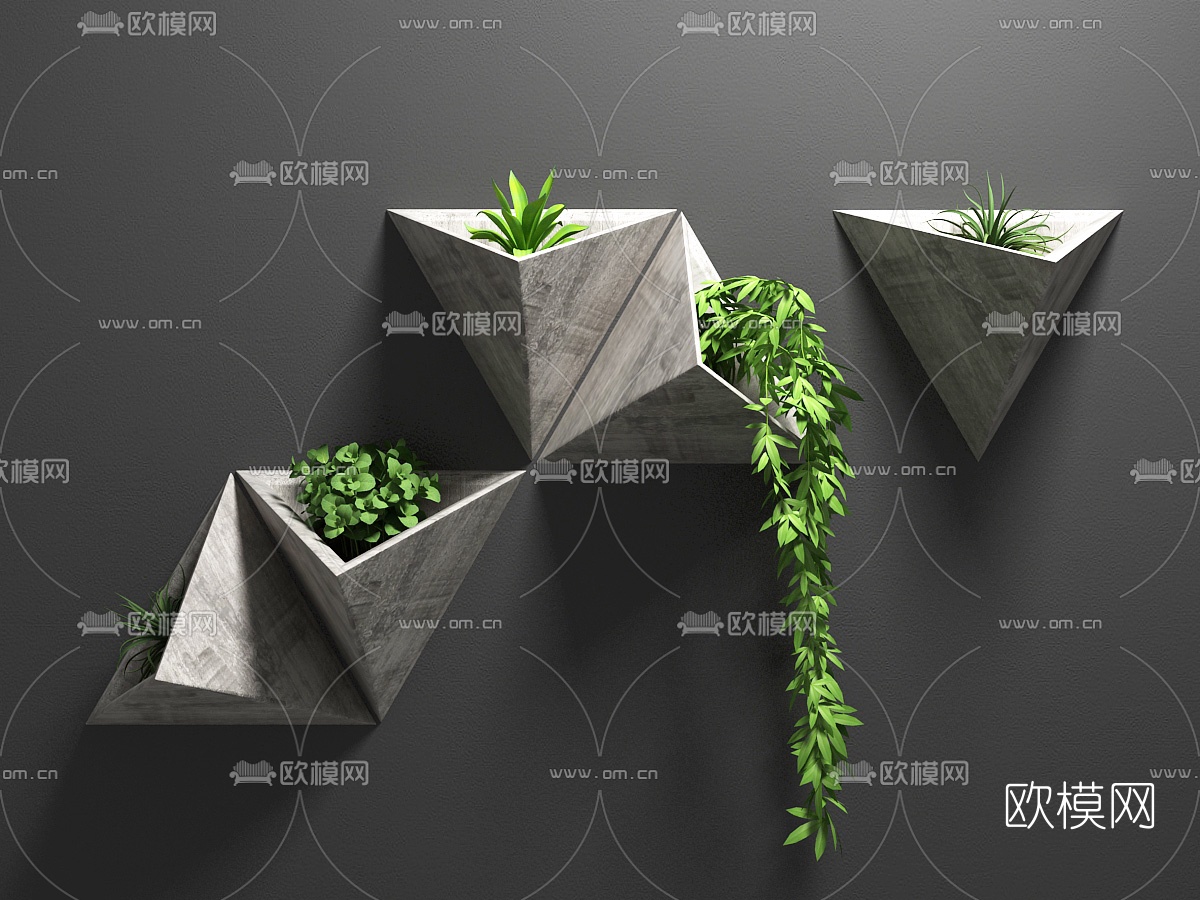 北欧绿植墙饰挂件3d模型
