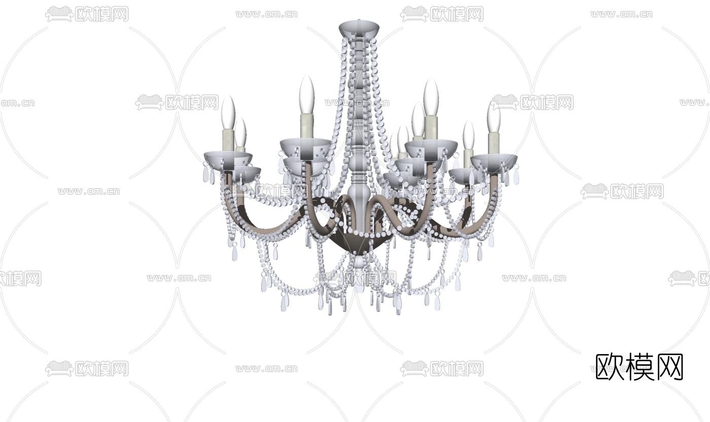 欧式古典金属烛台吊灯免费su模型下载