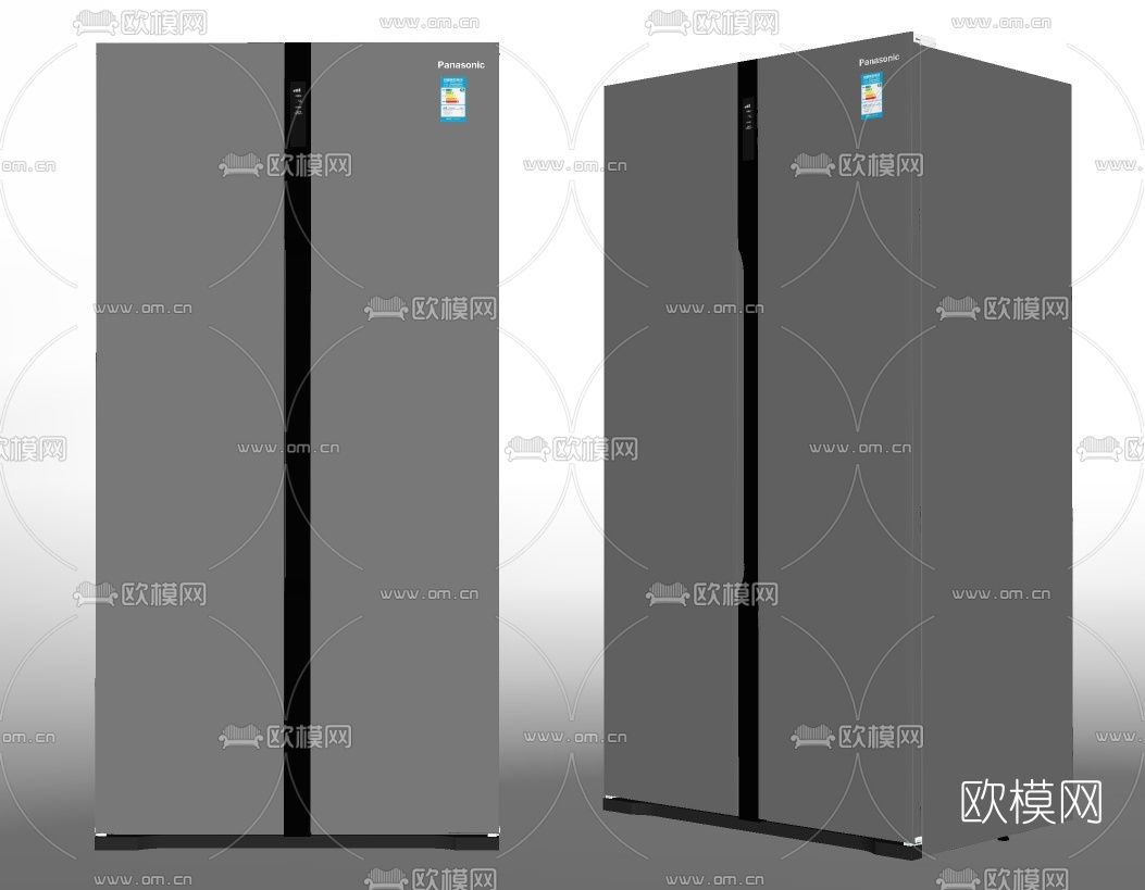 现代双开门冰箱su模型下载（渲染图2）