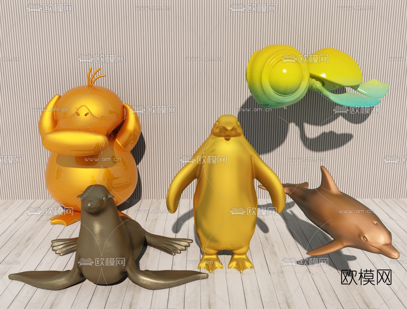 现代动物雕塑摆件3d模型