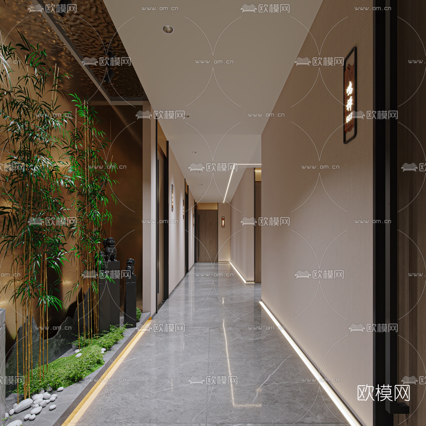现代办公室走廊过道3d模型