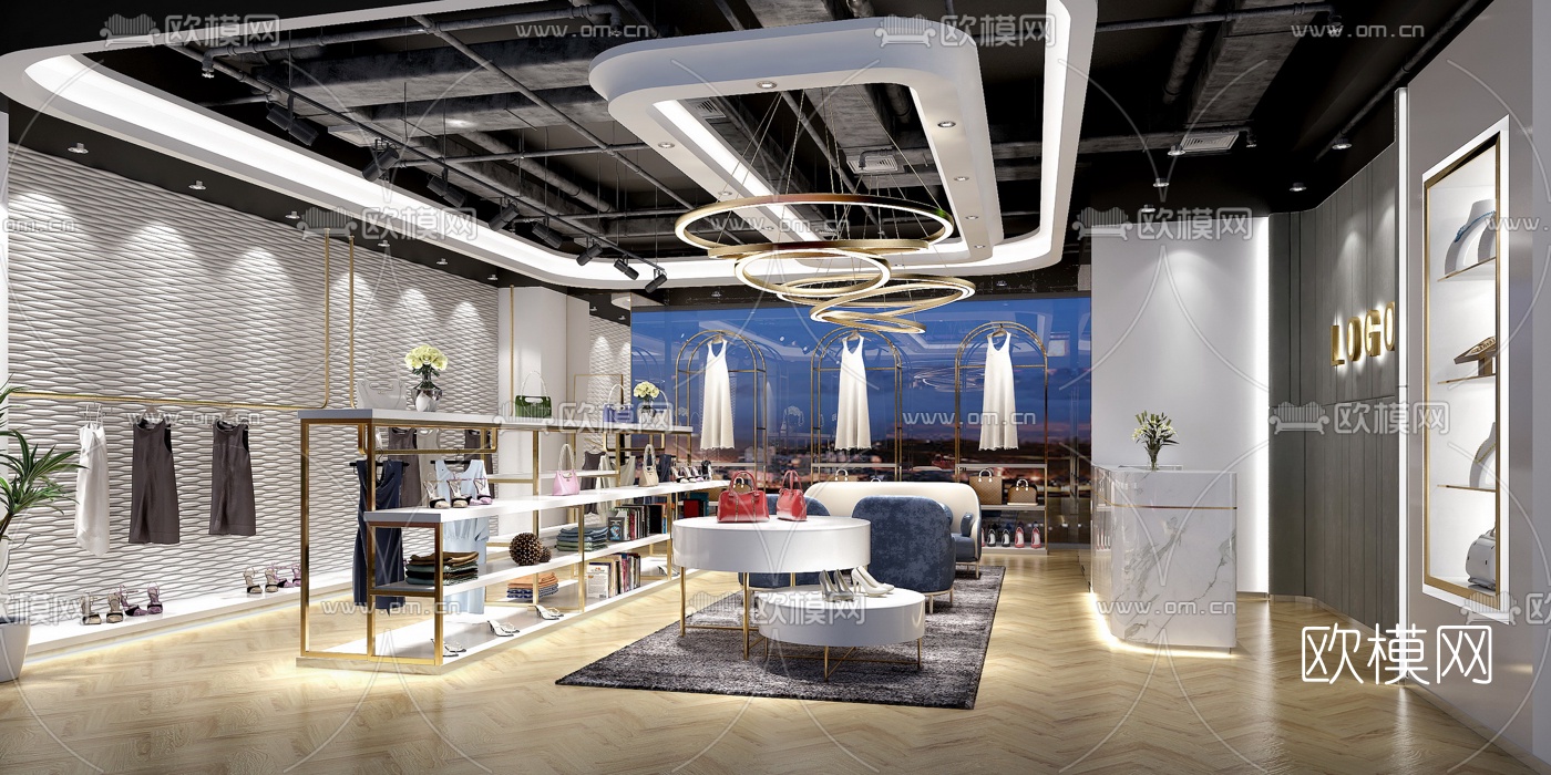 现代女士服装店3d模型-免费3dmax模型库-欧模网