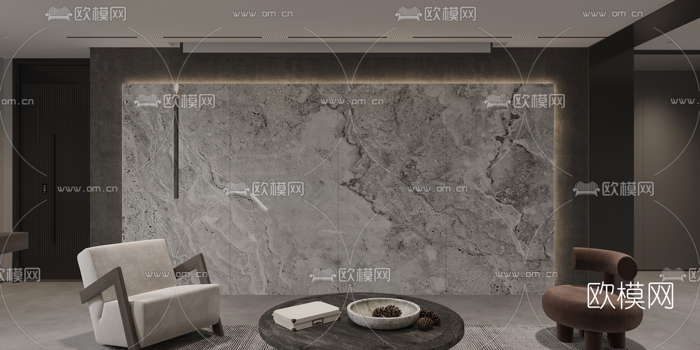 现代地下室休闲区3d模型下载（渲染图3）