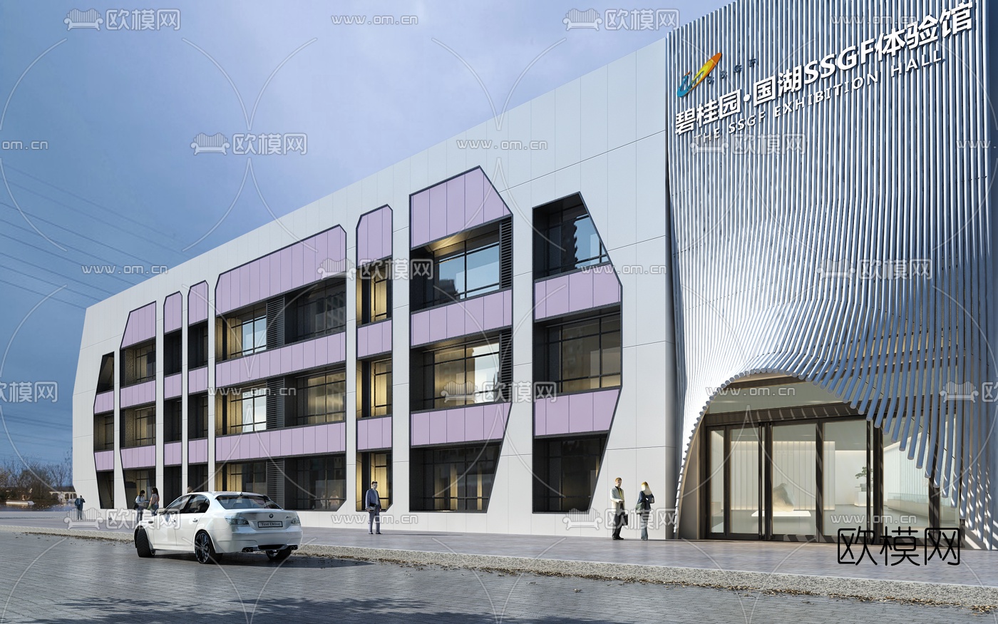 现代展厅建筑外观3d模型