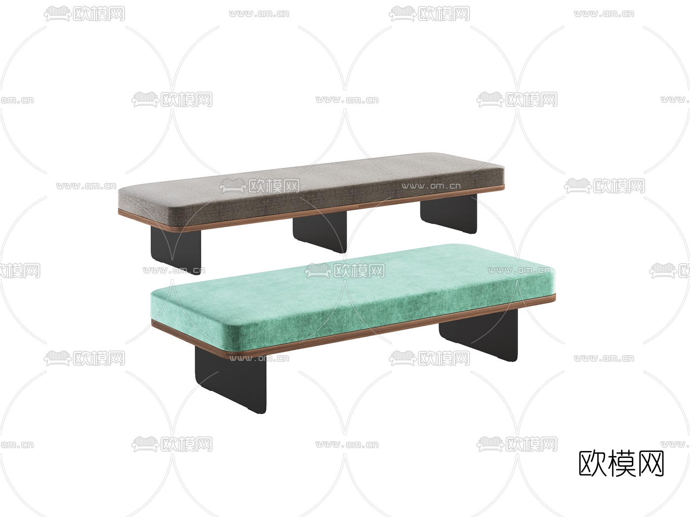 现代布艺长凳3d模型下载