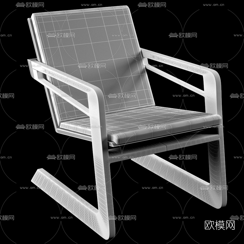 现代金属皮革单椅3d模型
