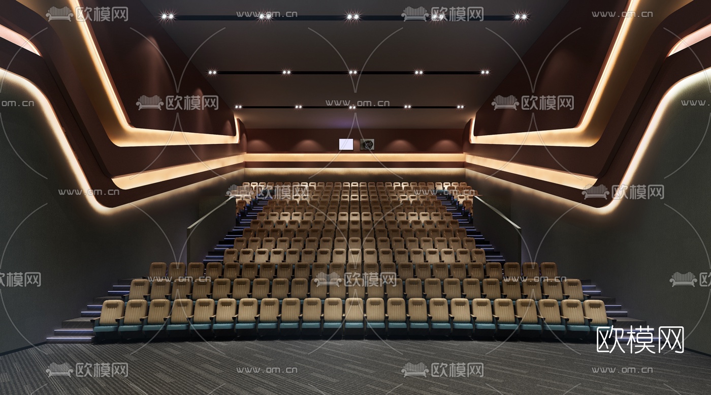 现代电影院放映厅3d模型