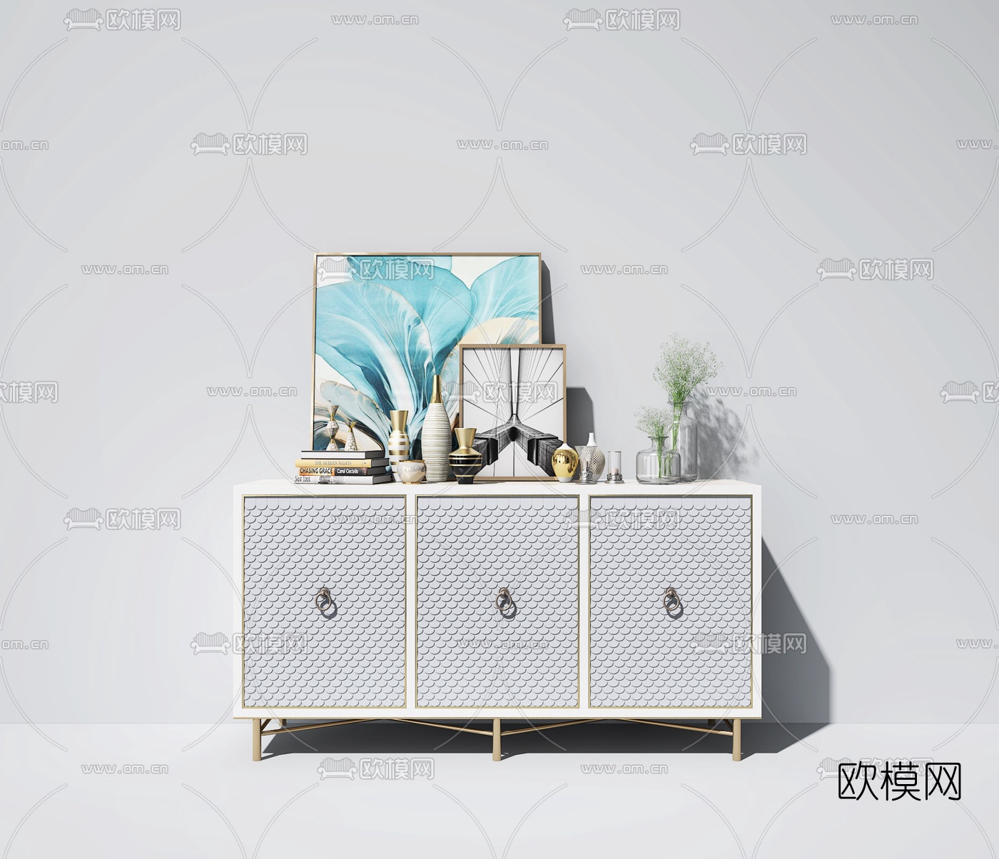 现代轻奢餐边柜3D模型下载（渲染图4）
