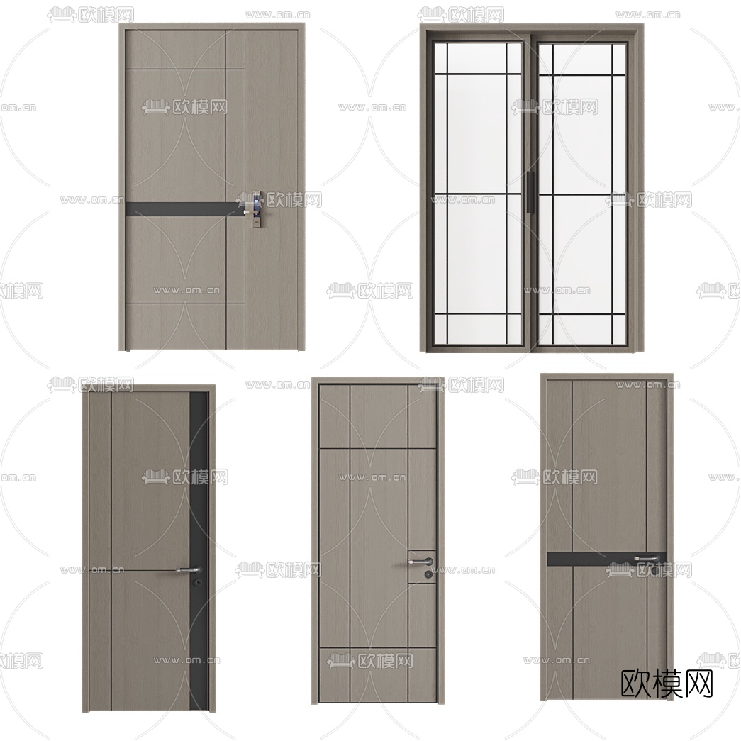现代房门密码门厨卫门3d模型下载