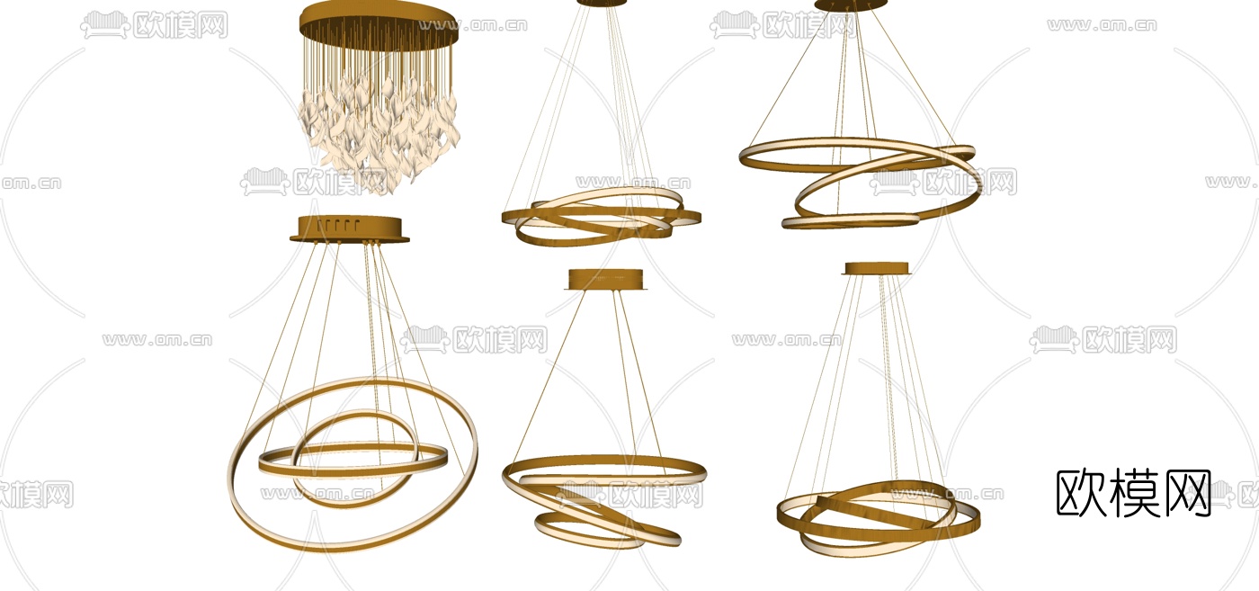 现代金属吊灯组合su模型下载