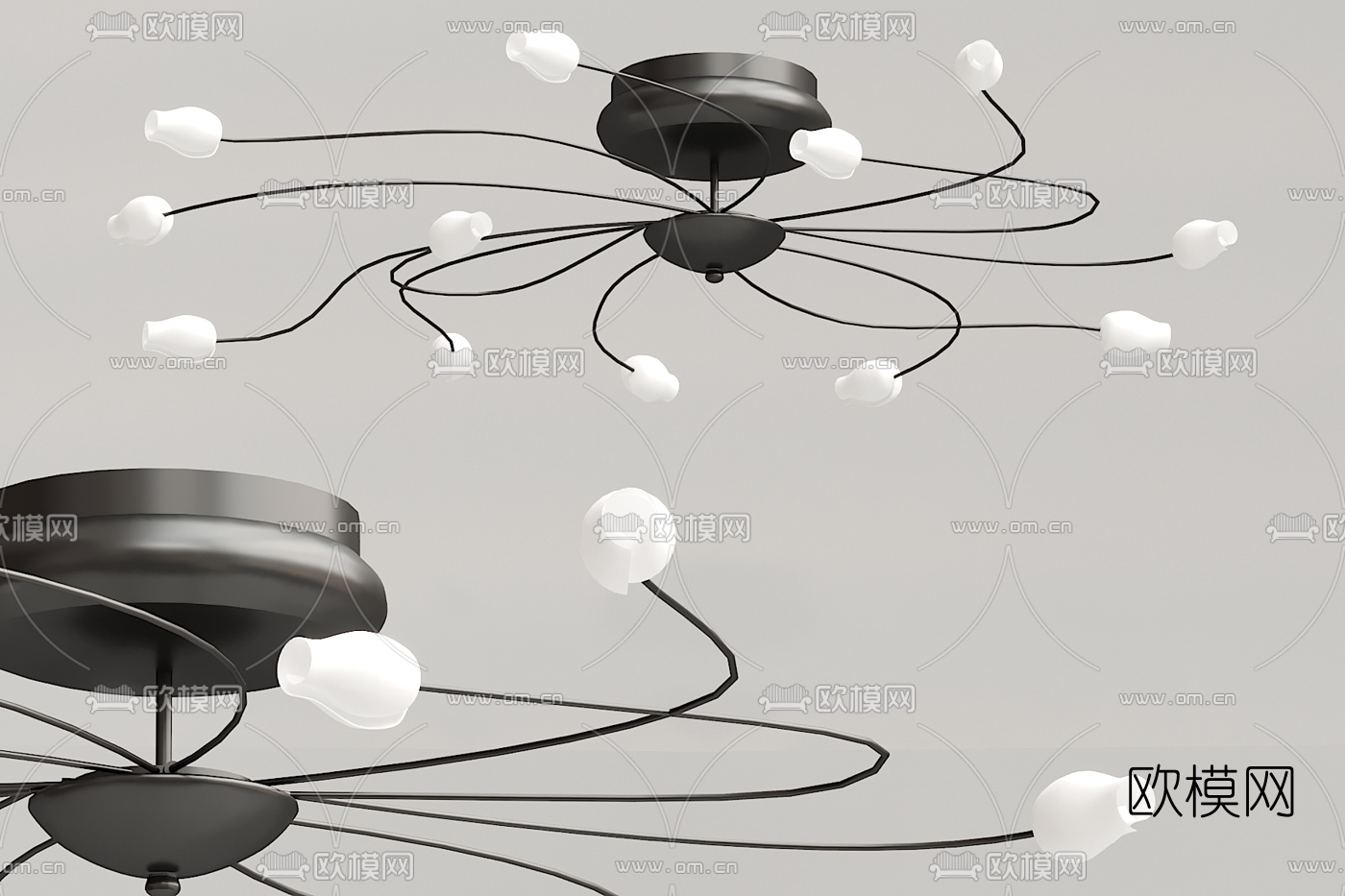 工业风金属吸顶灯3d模型下载