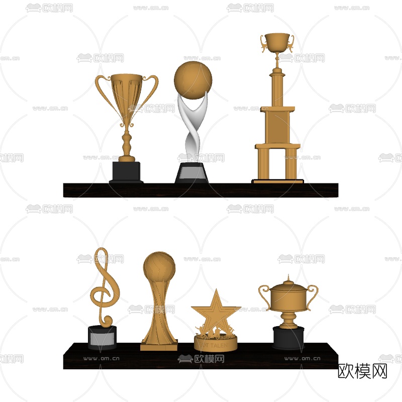 现代奖杯组合su模型下载（渲染图8）