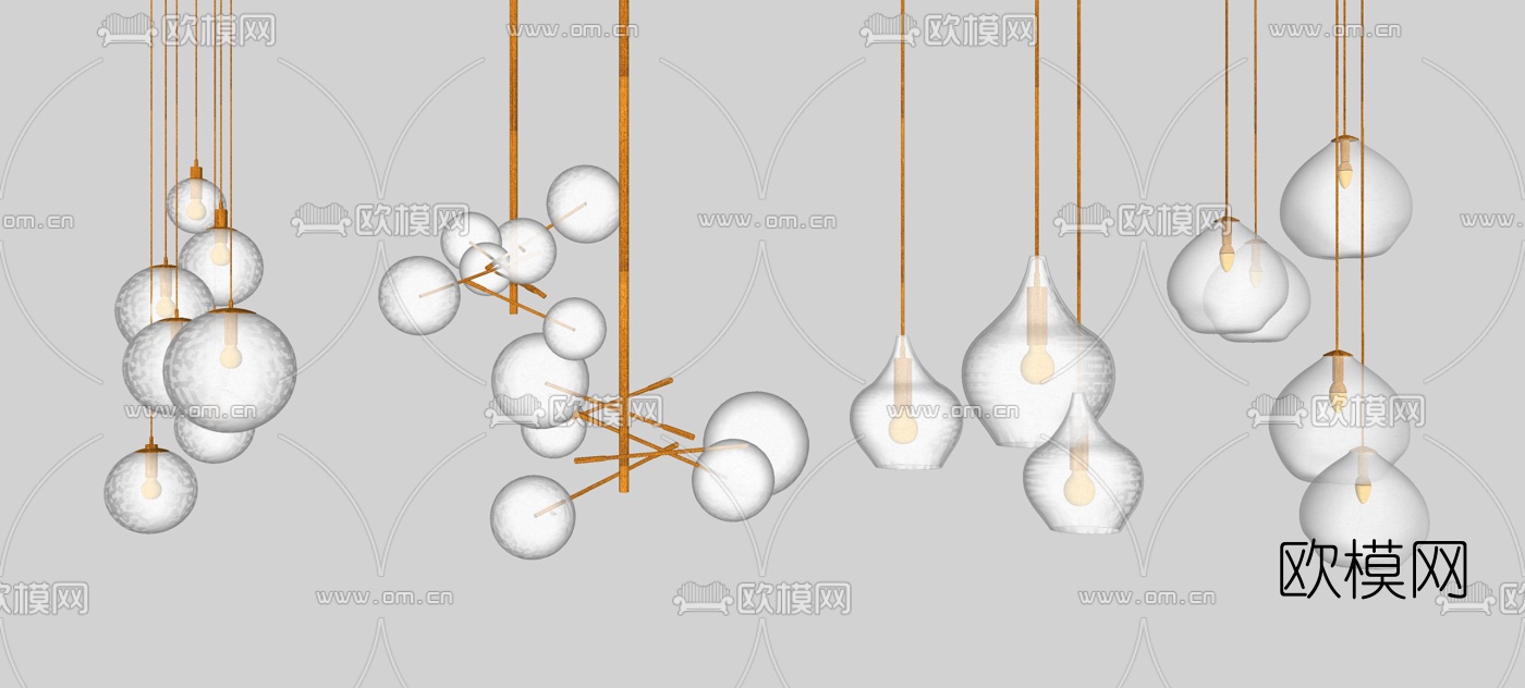 现代吊灯组合su模型下载