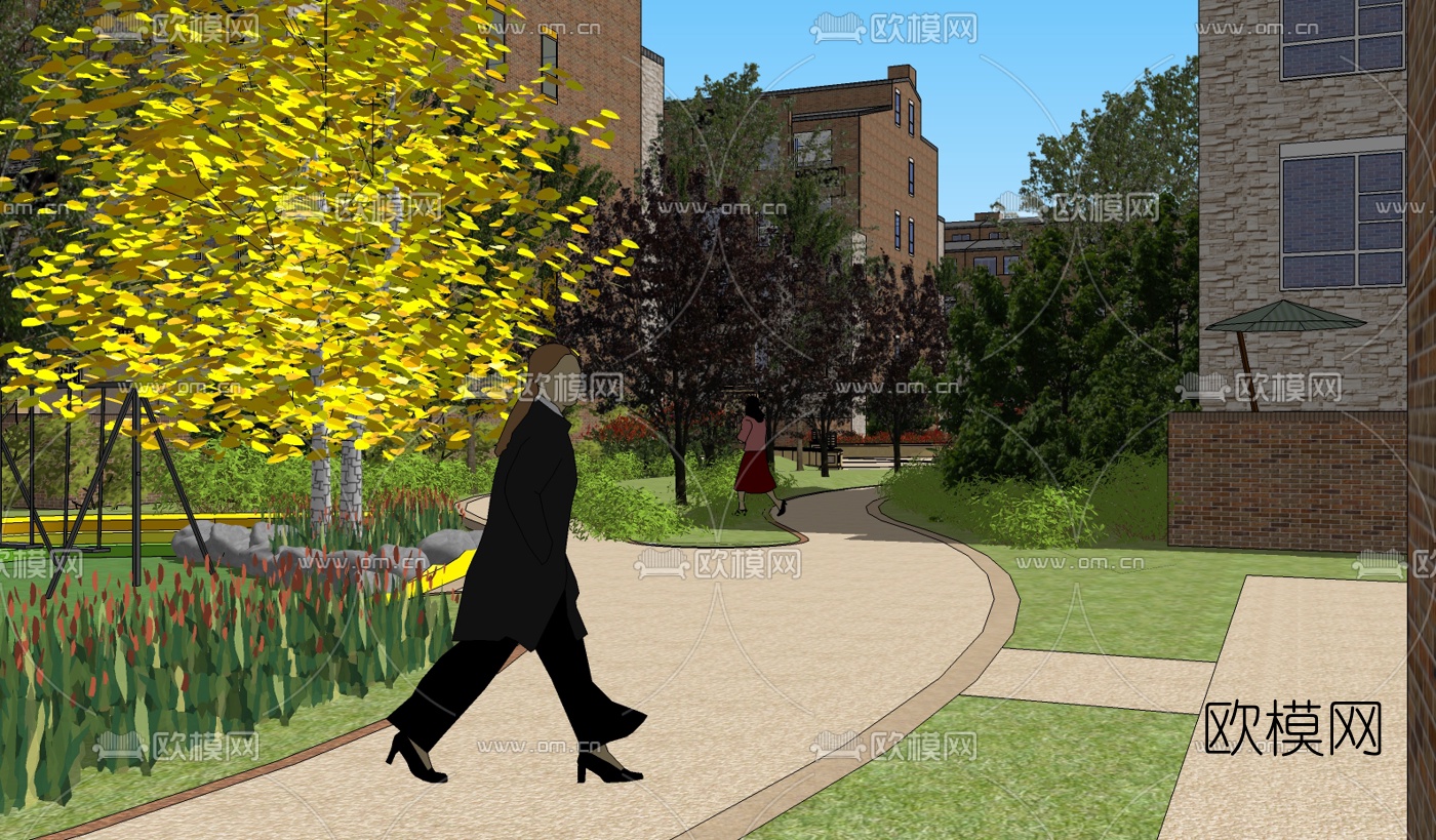 现代园林景观su模型下载（渲染图3）