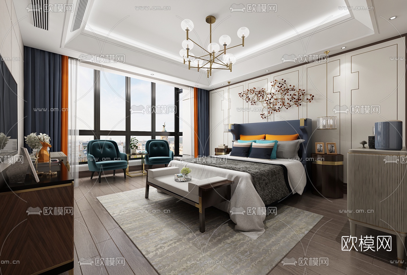 后现代卧室3D模型下载