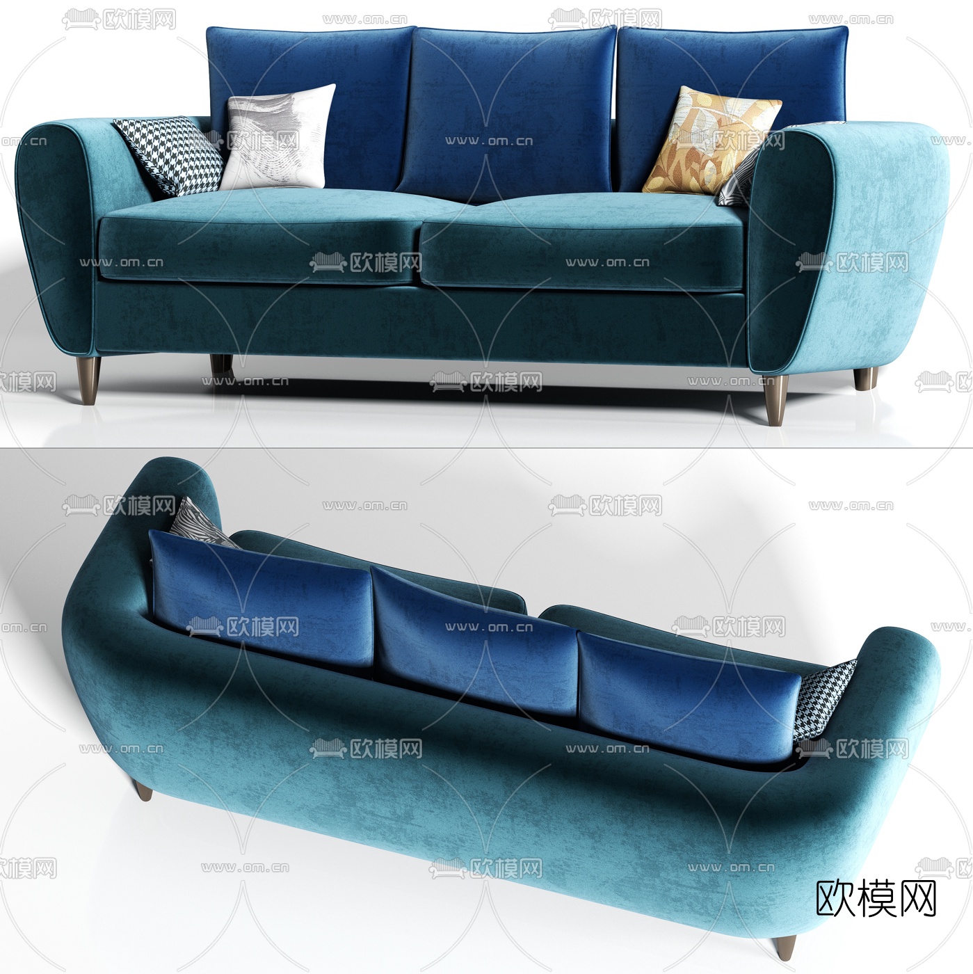 现代绒布双人沙发3d模型下载_ID10467334_3dmax免费模型-欧模网
